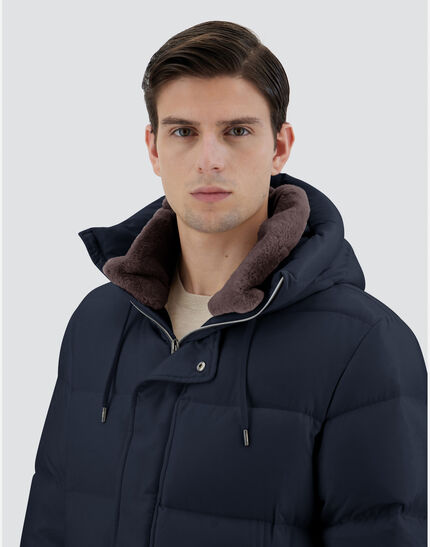 LONG JACKET IN ARENDELLE AND MONOGRAM Navy Blue