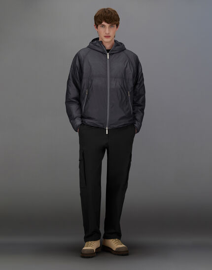 LAMINAR HOODED JACKET IN QUILTED RIPSTOP Black