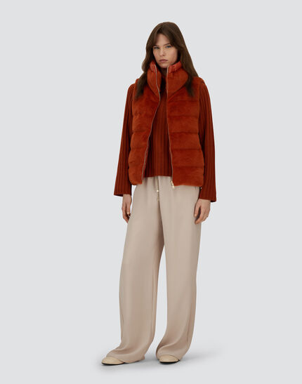 VEST IN LADY ALTERNATIVE FUR AND NYLON ULTRALIGHT Orange