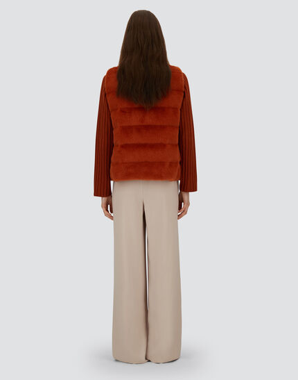 VEST IN LADY ALTERNATIVE FUR AND NYLON ULTRALIGHT Orange