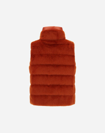 VEST IN LADY ALTERNATIVE FUR AND NYLON ULTRALIGHT Orange
