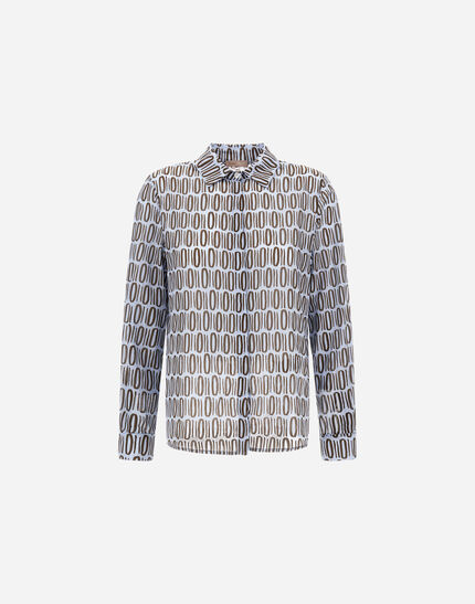 RESORT SHIRT IN LIGHT COTTON RECTANGULAR PRINT Light Blue/Brown