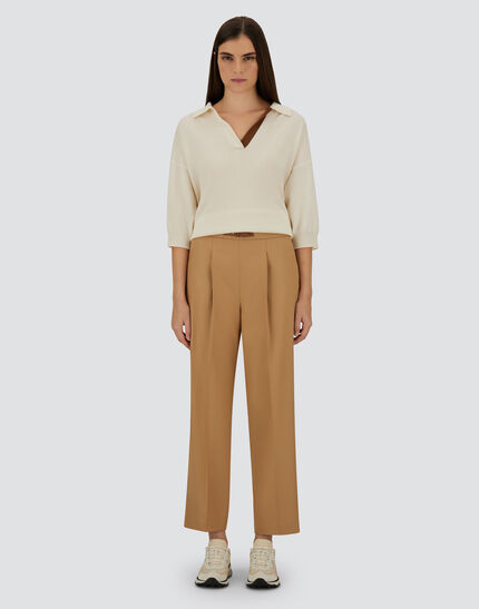 TROUSERS IN FLUID WOOL Camel