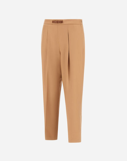TROUSERS IN FLUID WOOL Camel