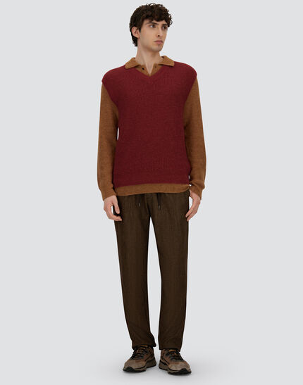 VEST IN COB STITCH ALPACA WOOL Bordeaux