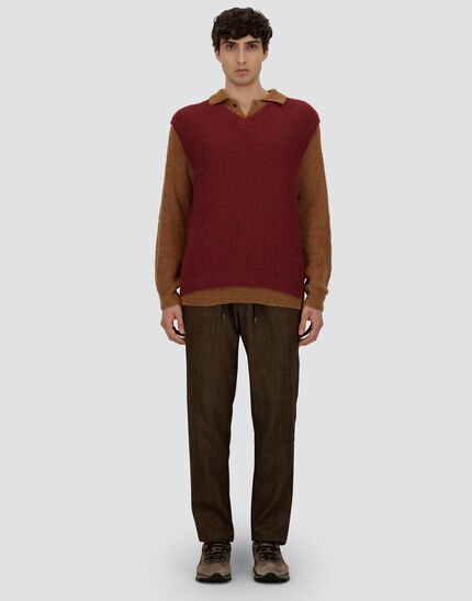 VEST IN COB STITCH ALPACA WOOL Bordeaux