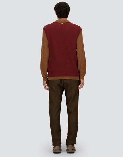 VEST IN COB STITCH ALPACA WOOL Bordeaux