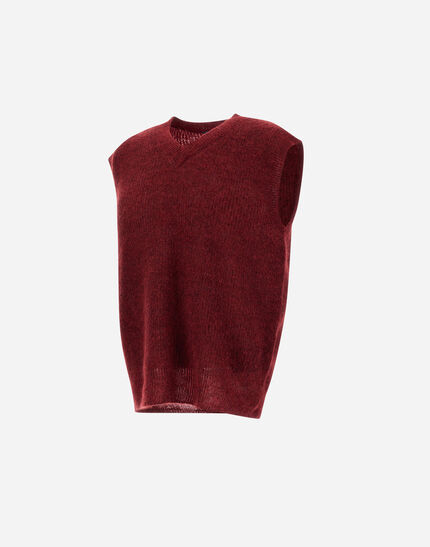 VEST IN COB STITCH ALPACA WOOL Bordeaux