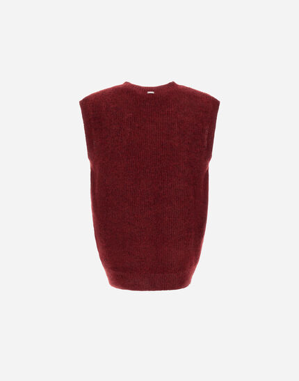 VEST IN COB STITCH ALPACA WOOL Bordeaux