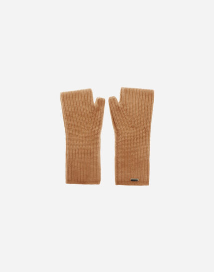GLOVES IN COB STITCH CARDED WOOL Camel