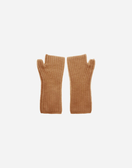 GLOVES IN COB STITCH CARDED WOOL Camel