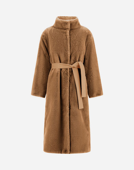 REVERSIBLE COAT IN SOFT ALTERNATIVE FUR AND PURE CASHMERE Camel