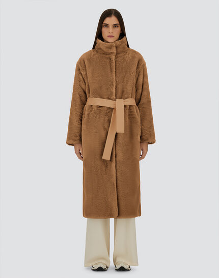 REVERSIBLE COAT IN SOFT ALTERNATIVE FUR AND PURE CASHMERE Camel