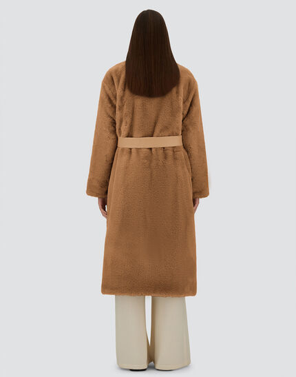 REVERSIBLE COAT IN SOFT ALTERNATIVE FUR AND PURE CASHMERE Camel