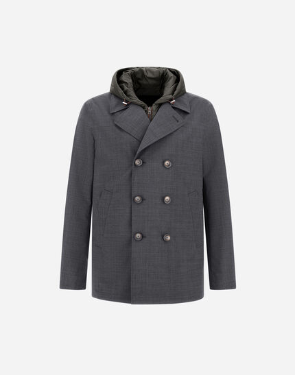 WOOL, ECOAGE AND 3-LAYER MEMBRANE PEA COAT Grey