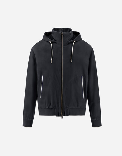 RESORT BOMBER JACKET IN CASHMERE SILK Navy Blue