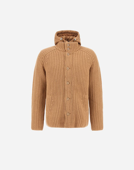 CARDIGAN IN COB STITCH WOOL Camel