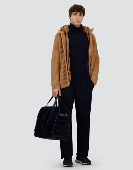 CARDIGAN IN COB STITCH WOOL Camel