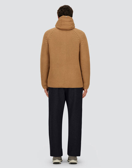 CARDIGAN IN COB STITCH WOOL Camel