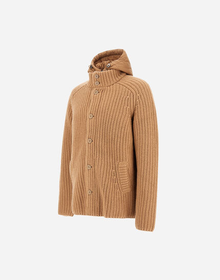 CARDIGAN IN COB STITCH WOOL Camel