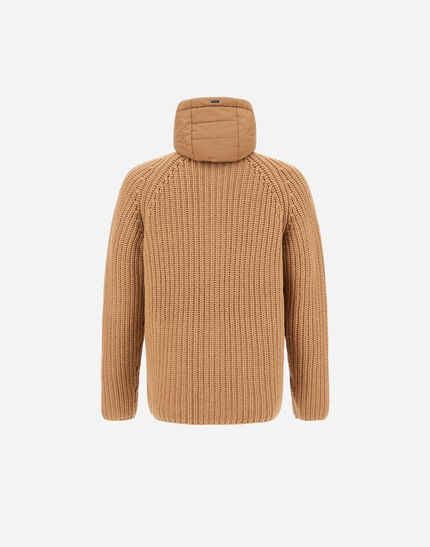 CARDIGAN IN COB STITCH WOOL Camel