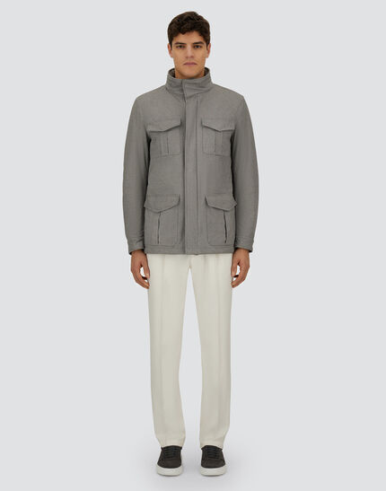 RESORT FIELD JACKET IN MELANGE SUEDE EFFECT Light Grey