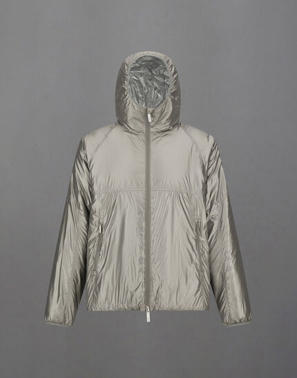 LAMINAR HOODED JACKET IN METALLIC SHIELD Silver