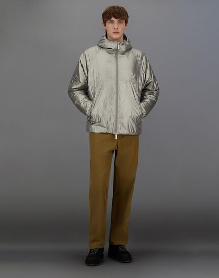 LAMINAR HOODED JACKET IN METALLIC SHIELD Silver