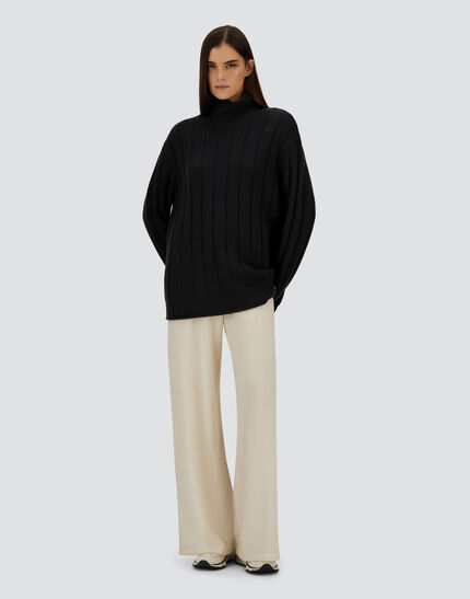 SWEATER IN RIBBED PURE CASHMERE Black
