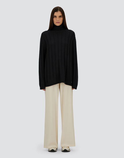 SWEATER IN RIBBED PURE CASHMERE Black