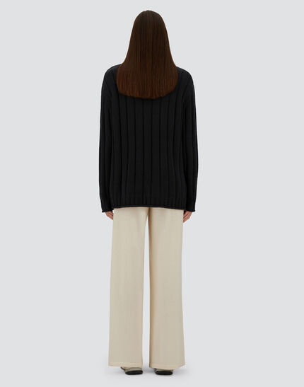 SWEATER IN RIBBED PURE CASHMERE Black