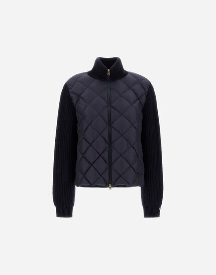 CARDIGAN IN COB STITCH CARDED WOOL AND NYLON CHAMONIX Navy Blue