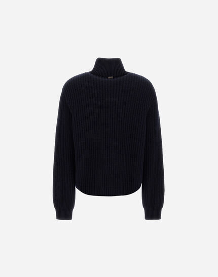 CARDIGAN IN COB STITCH CARDED WOOL AND NYLON CHAMONIX Navy Blue 6 CARDIGAN IN COB STITCH CARDED WOOL AND NYLON CHAMONIX Navy Blue