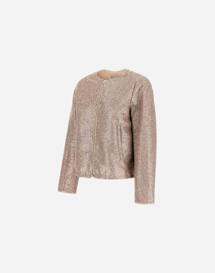 RESORT BOMBER JACKET IN MATT SEQUINS Chantilly
