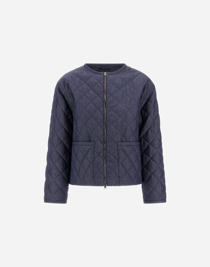 DENIM-EFFECT COTTON JACKET Navy Blue