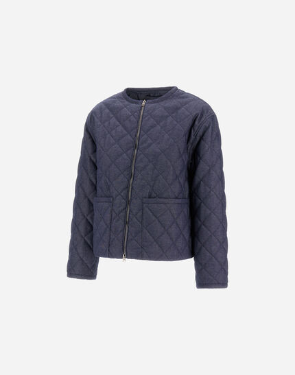 DENIM-EFFECT COTTON JACKET Navy Blue
