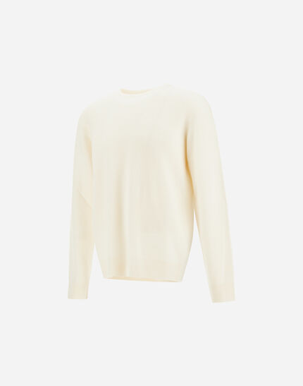 SWEATER IN RIBBED WOOL CASHMERE White