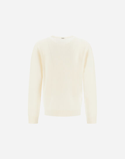 SWEATER IN RIBBED WOOL CASHMERE White