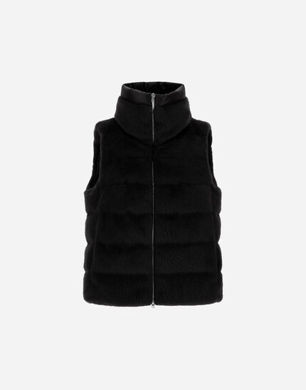 VEST IN LADY ALTERNATIVE FUR AND NYLON ULTRALIGHT Black 1 VEST IN LADY ALTERNATIVE FUR AND NYLON ULTRALIGHT Black