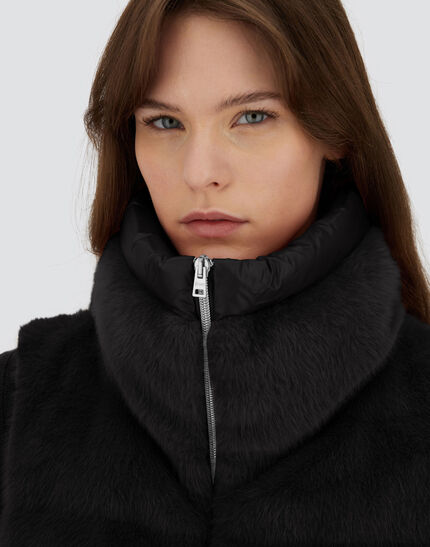 VEST IN LADY ALTERNATIVE FUR AND NYLON ULTRALIGHT Black 3 VEST IN LADY ALTERNATIVE FUR AND NYLON ULTRALIGHT Black