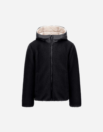 JACKET IN GLOSS AND TEDDY FABRIC Black/Chantilly