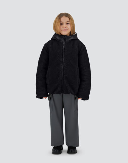 JACKET IN GLOSS AND TEDDY FABRIC Black/Chantilly 4 JACKET IN GLOSS AND TEDDY FABRIC Black/Chantilly