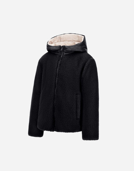 JACKET IN GLOSS AND TEDDY FABRIC Black/Chantilly 5 JACKET IN GLOSS AND TEDDY FABRIC Black/Chantilly