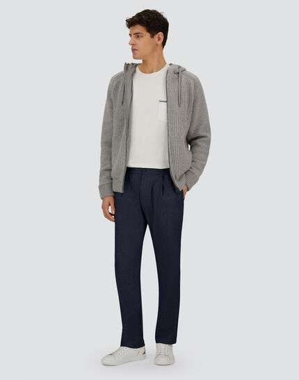 RESORT TROUSERS IN MELANGE SUEDE EFFECT Navy Blue