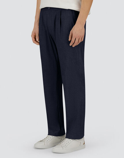 RESORT TROUSERS IN MELANGE SUEDE EFFECT Navy Blue