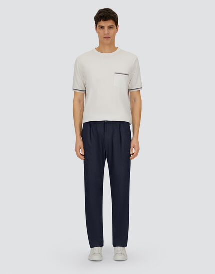 RESORT TROUSERS IN MELANGE SUEDE EFFECT Navy Blue