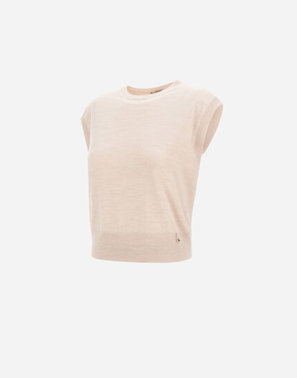 VEST IN BASIC MERINO WOOL Chantilly/Light Blue