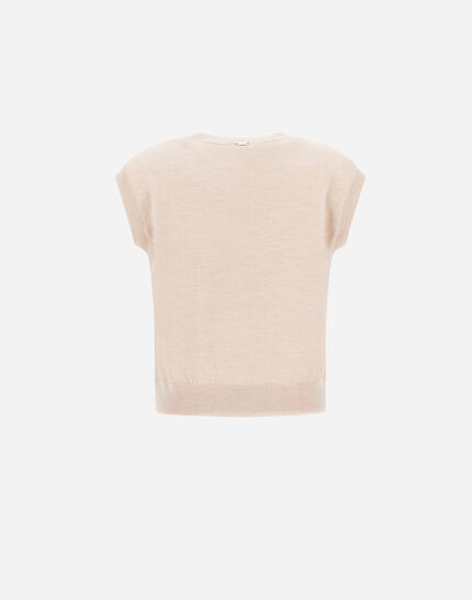 VEST IN BASIC MERINO WOOL Chantilly/Light Blue