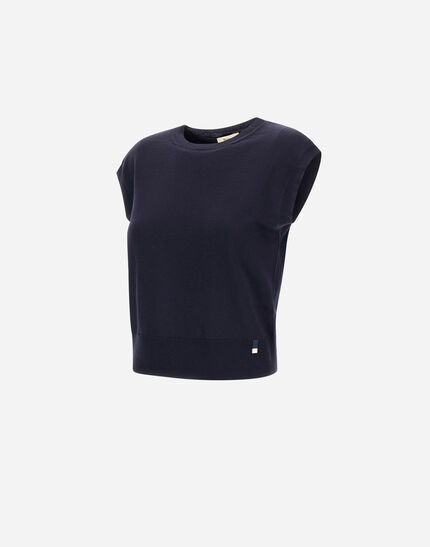 VEST IN BASIC MERINO WOOL Dark Blue