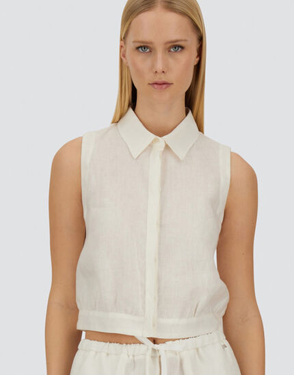 RESORT BLOUSE IN NEW LINO White 3 RESORT BLOUSE IN NEW LINO White